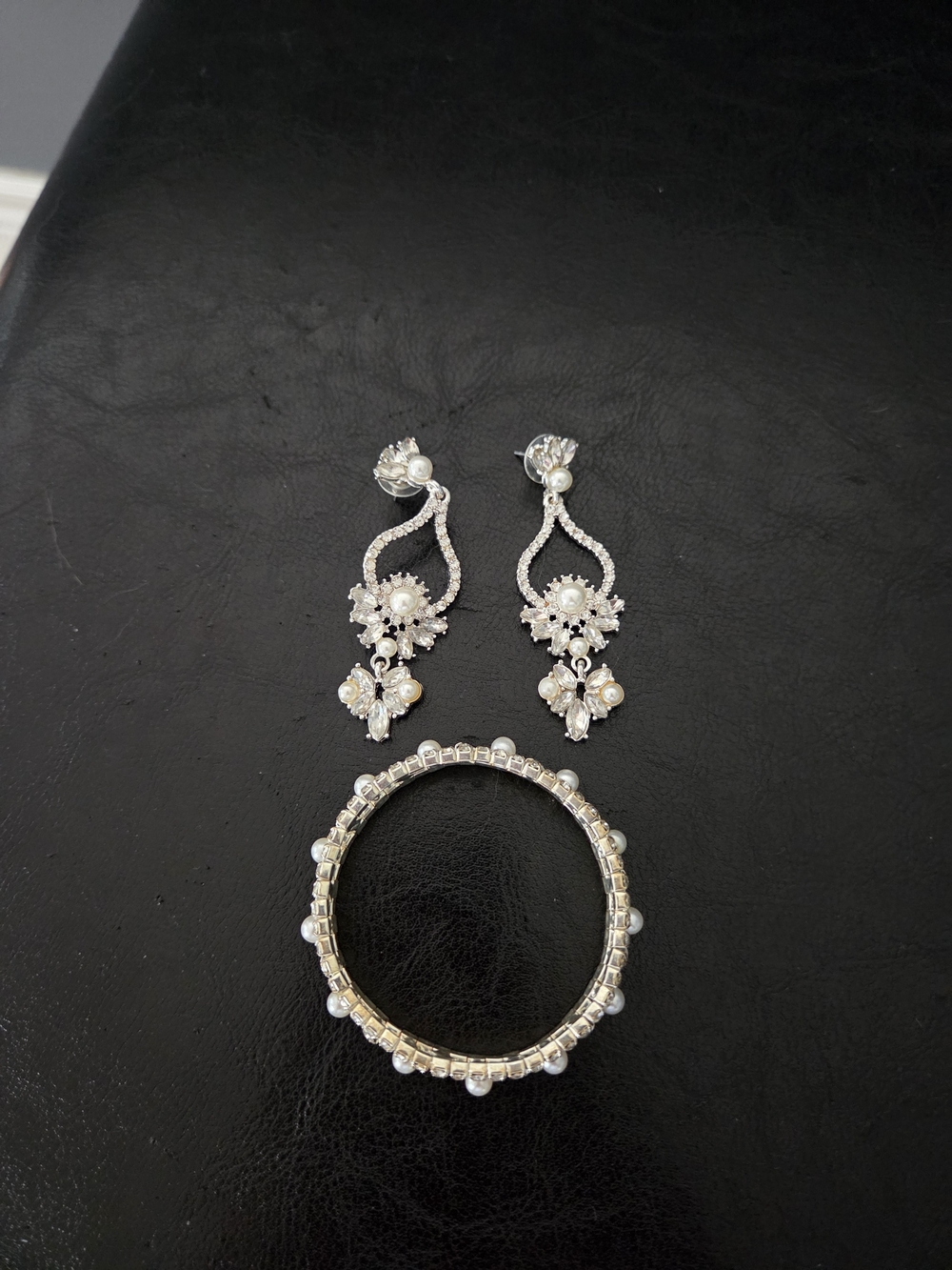 Bridal Jewelry ~ Pearl Drop Earrings and Bracelet
